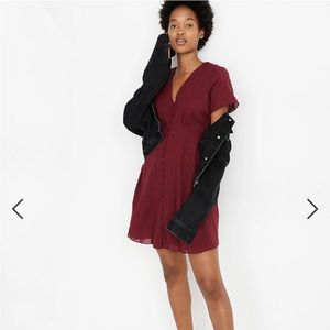 Madewell Button-Front Swing Dress in Swiss Dot